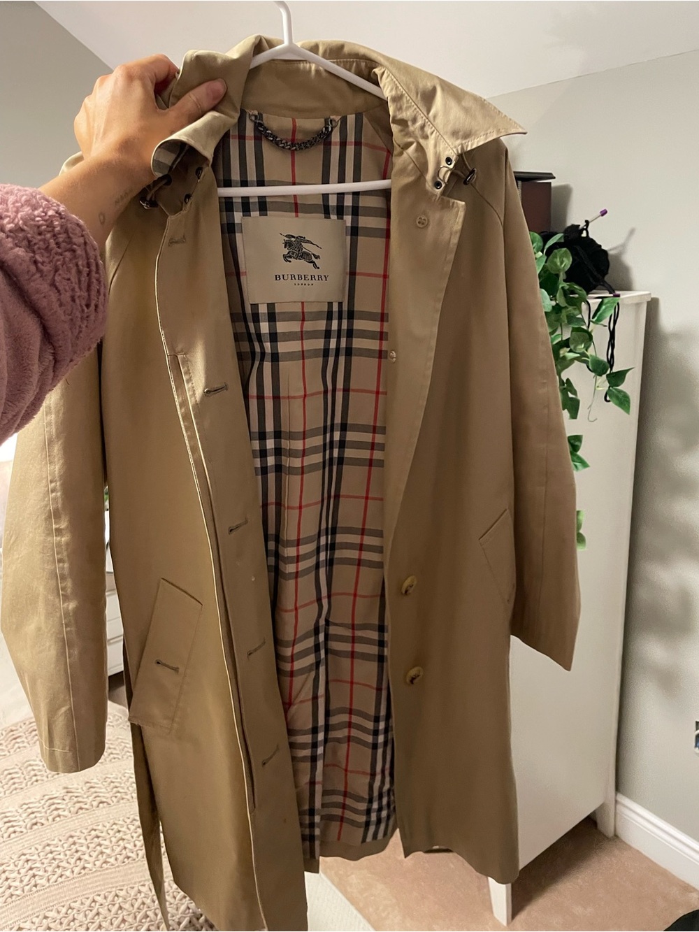Burberry Tan Trench Coat with Signature Check Lining